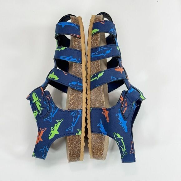 Max + Jake Finn Sharks Strappy Closed Toe Fisherman Sandals Blue Multi Toddler 9 - Picture 5 of 11